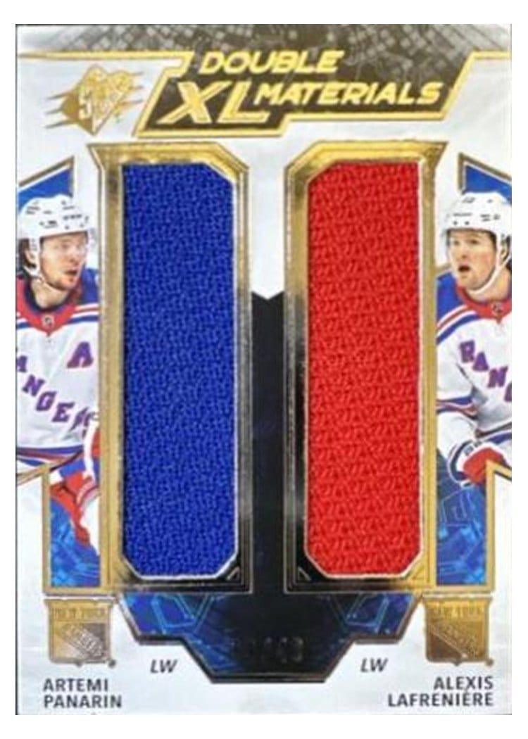 2021-22 SPx Double XL Duos Materials Artemi Panarin/Alexis Lafreniere #XL-PL card