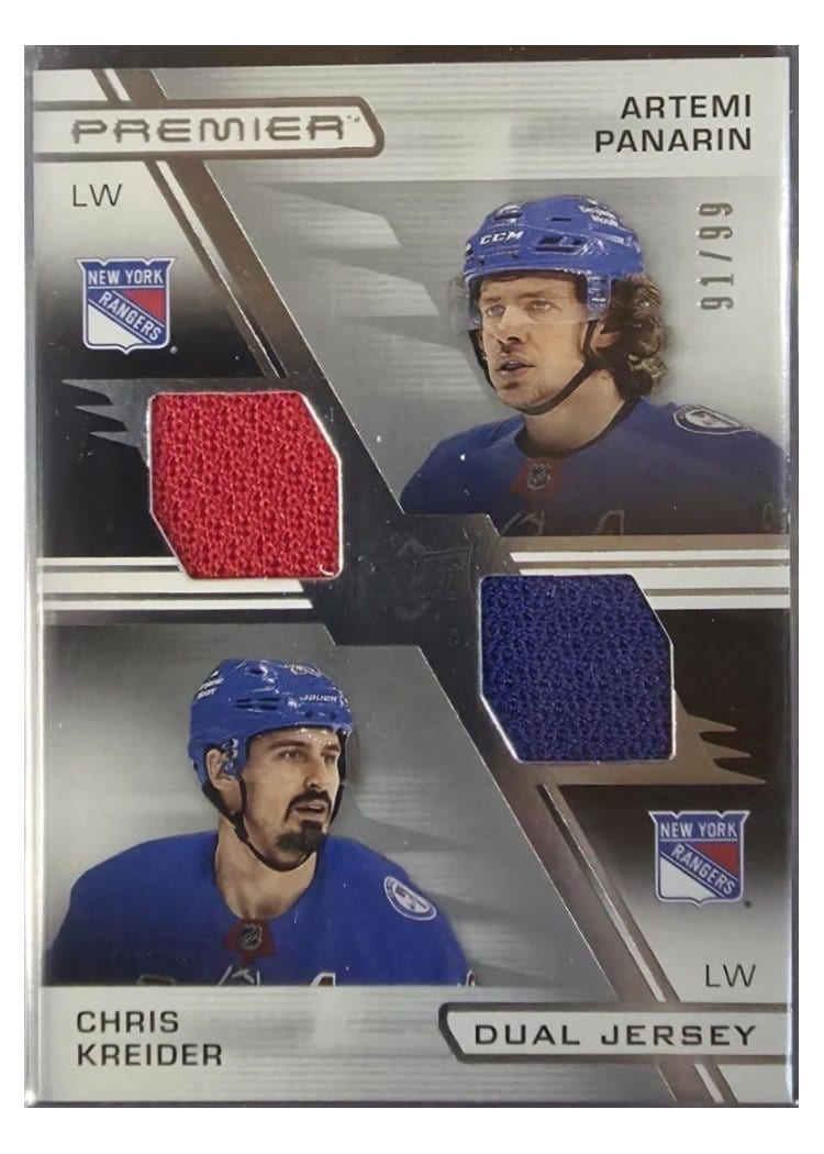 2021-22 Upper Deck Premier Premier Dual Jersey Artemi Panarin/Chris Kreider #PD-PK card