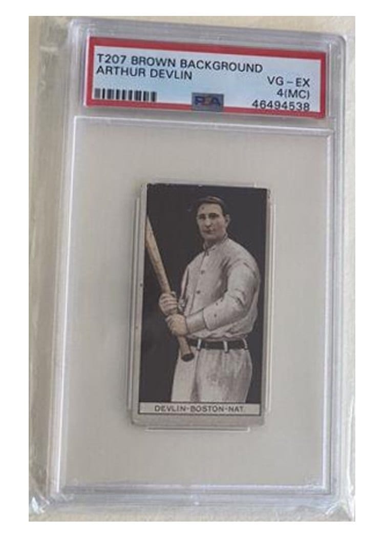 1912 T207 Brown Background Arthur Devlin card