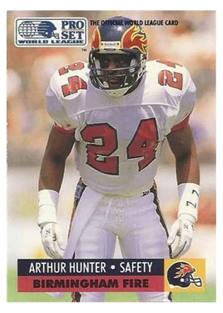 1991 Pro Set Wlaf Arthur Hunter #50 card