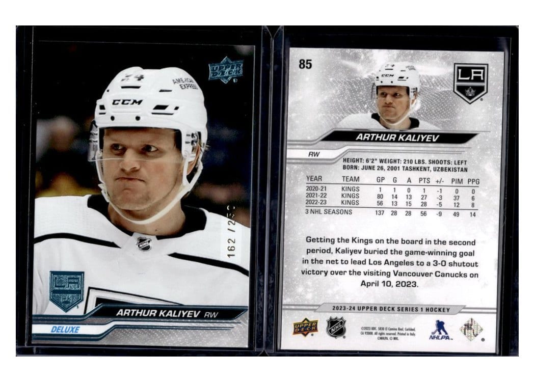 2023-24 Upper Deck Base Set Arthur Kaliyev #85 card