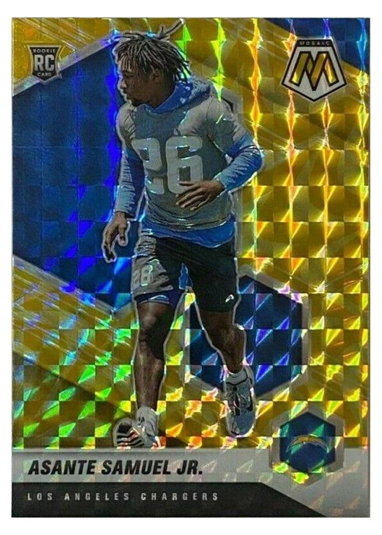 2021 Panini Mosaic Base Set Asante Samuel Jr. Reactive Yellow Mosaic #348 card