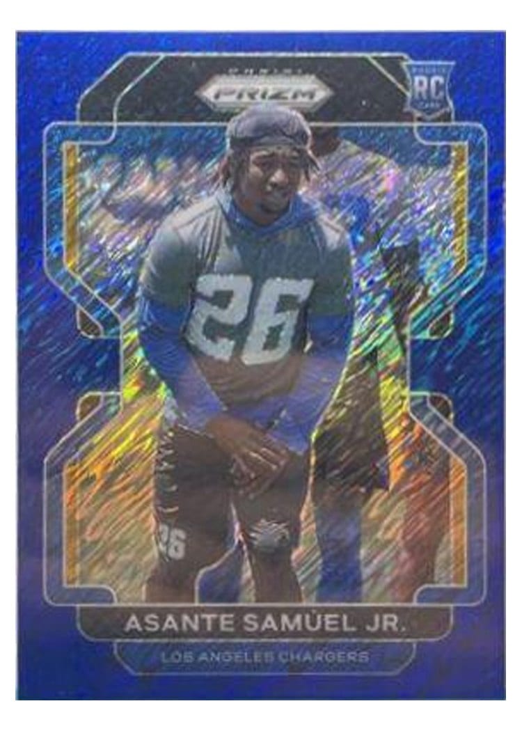 2021 Panini Prizm Base Set Asante Samuel Jr. Blue Shimmer #435 card