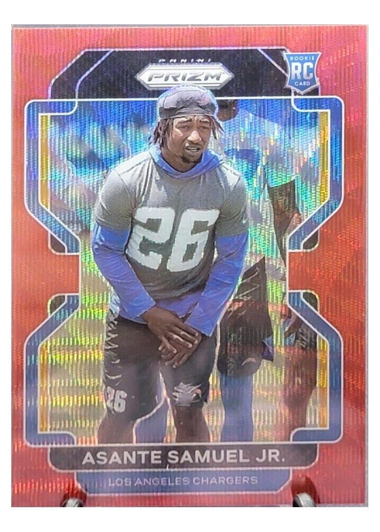 2021 Panini Prizm Base Set Asante Samuel Jr. Red Wave Prizm #435 card