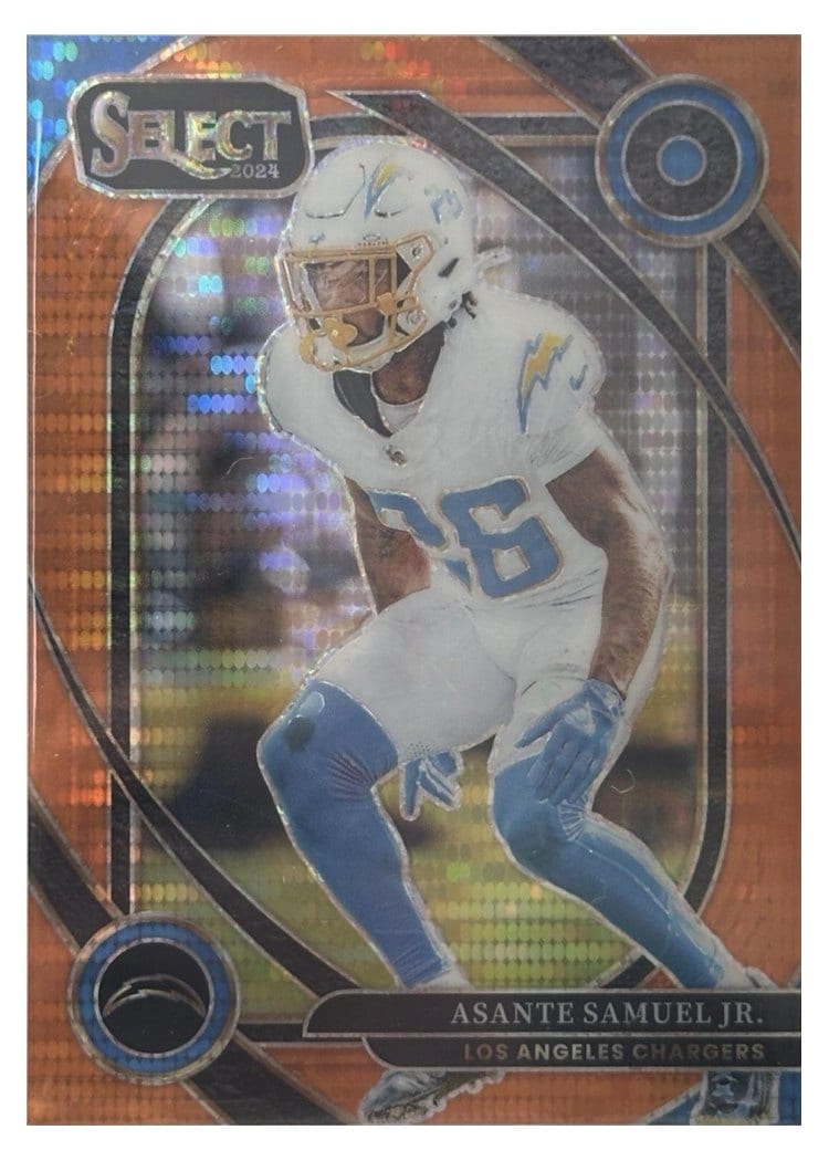 2024 Panini Select Base Set Asante Samuel Jr. Neon Orange Pulsar Prizm #207 card