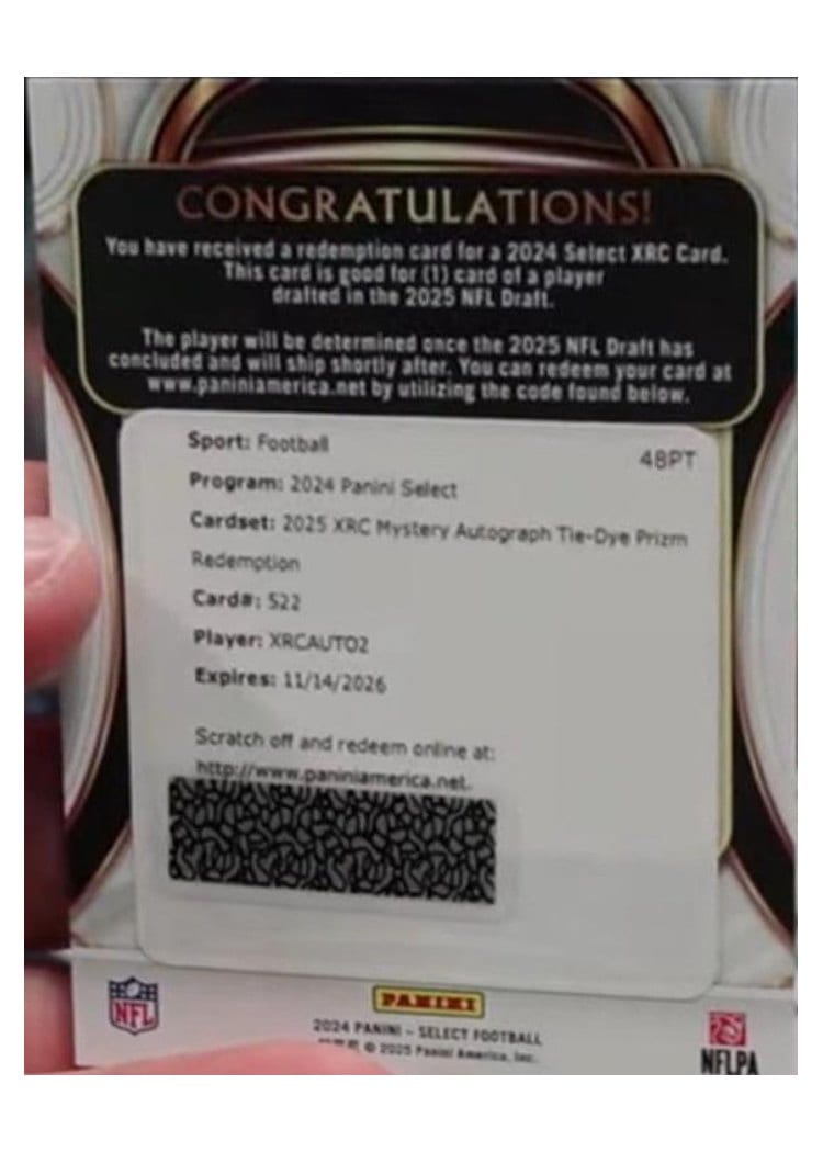 2024 Panini Select 2025 XRC Mystery Autograph Prizm Redemption Ashton Jeanty #522 card