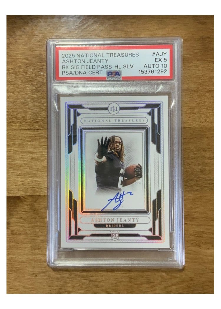 2025 Panini National Treasures Rookie Signatures Field Pass Ashton Jeanty #2 card