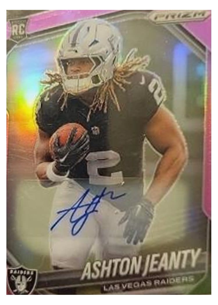 2025 Panini Prizm Base Set Ashton Jeanty Autograph Pink #315 card