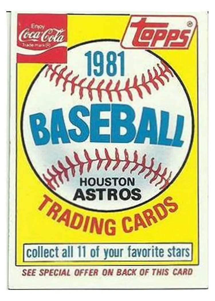 1981 Coca Cola Astros Header card