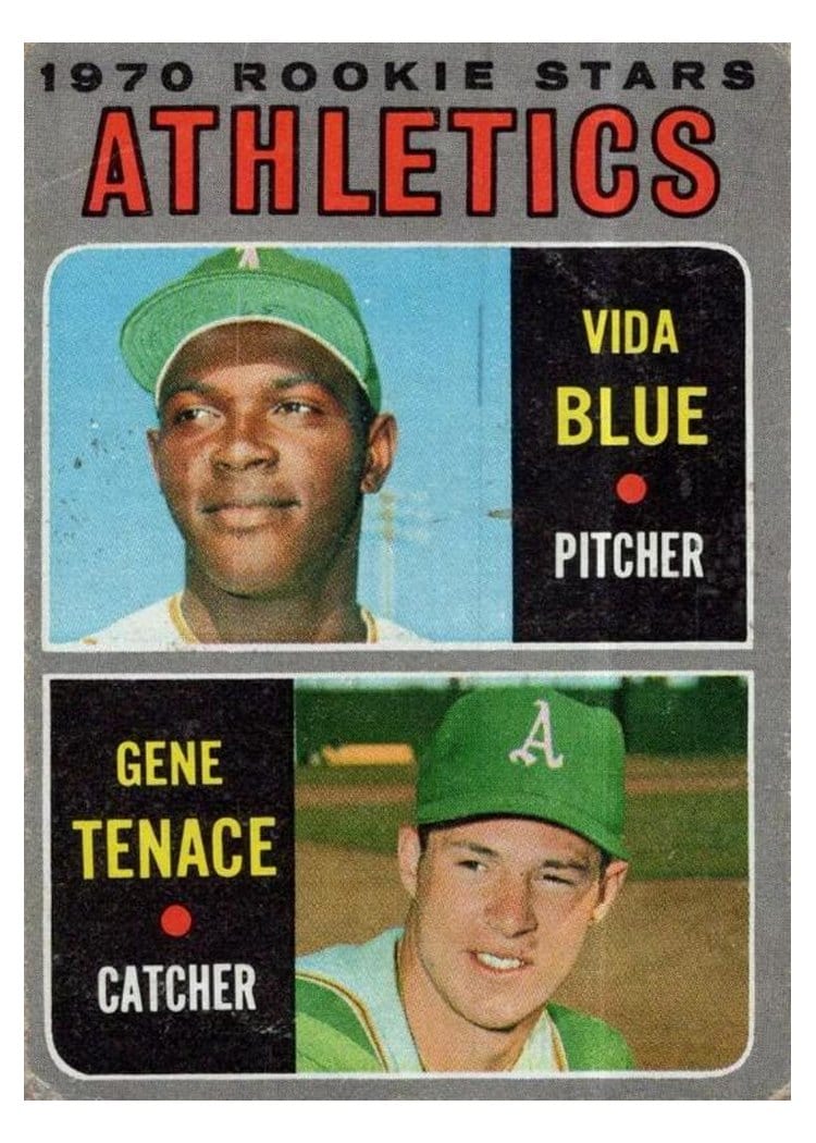 1970 Topps Athletics 1970 Rookie Stars: Vida Blue / Gene Tenace #21 card