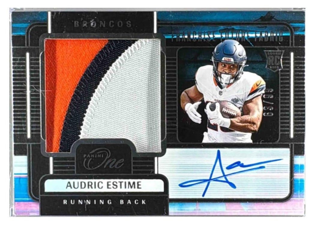 2024 Panini One Franchise Future Fabric Autographs Audric Estime #88 card