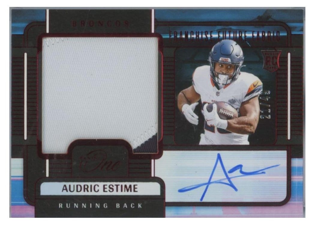 2024 Panini One Franchise Future Fabric Autographs Audric Estime #88 card