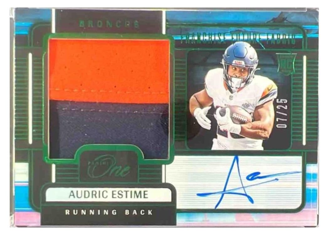 2024 Panini One Franchise Future Fabric Autographs Audric Estime #88 card