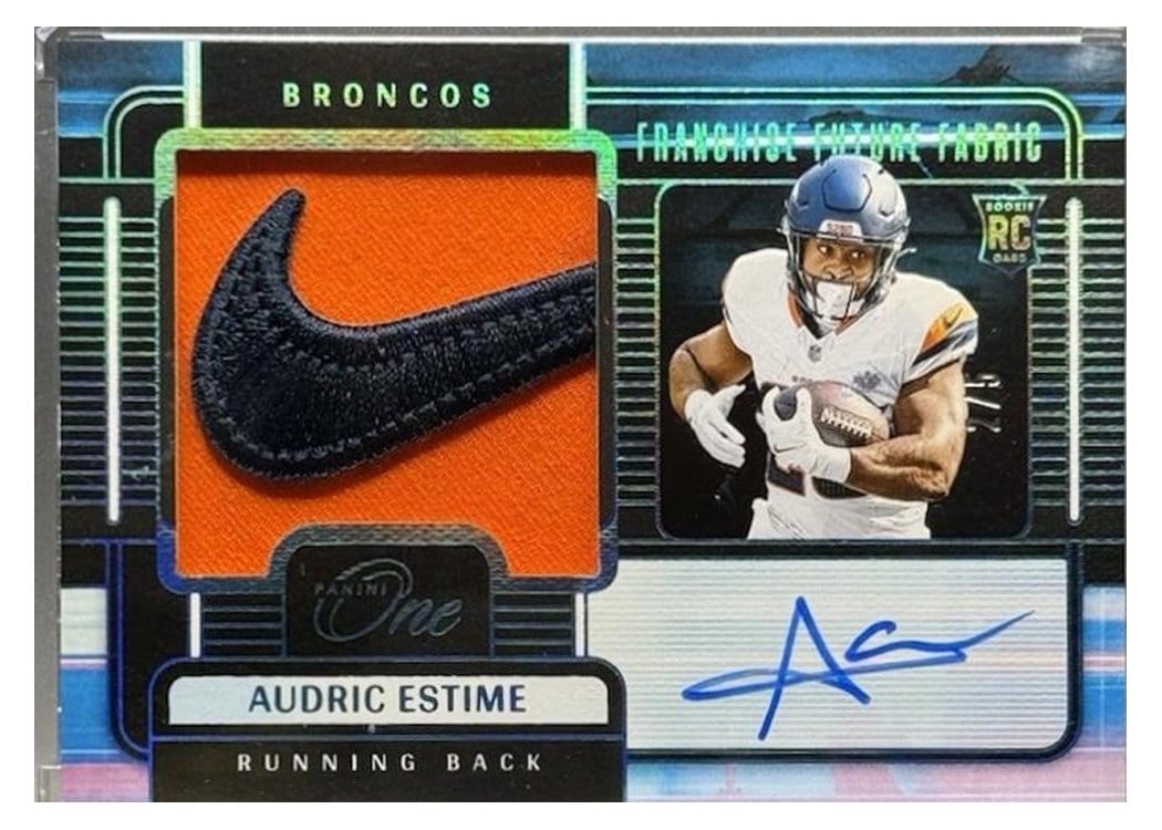 2024 Panini One Franchise Future Fabric Autographs Audric Estime #88 card