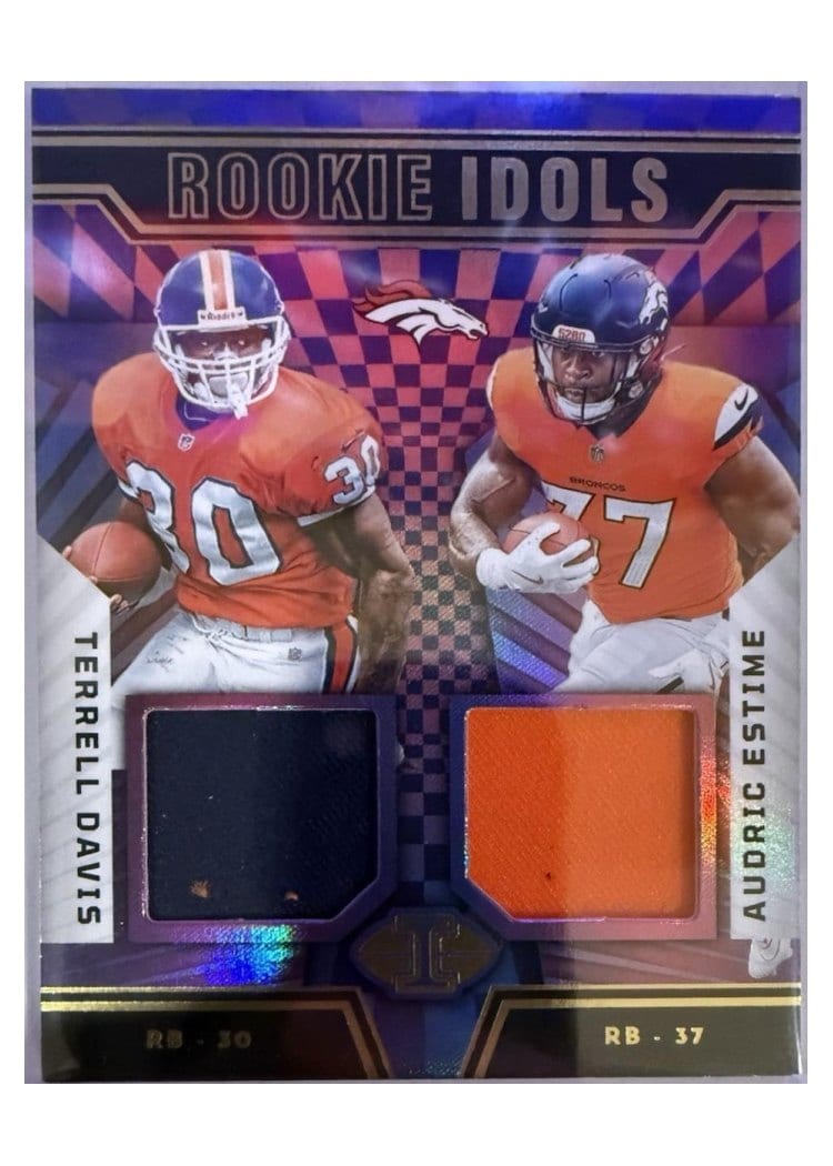 2024 Panini Illusions Rookie Idols Dual Memorabilia Audric Estime/Terrell Davis #15 card