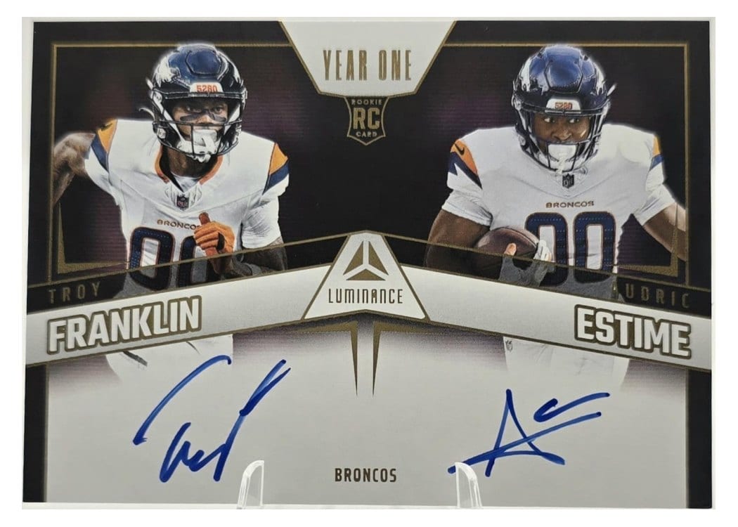 2024 Panini Luminance Year One Dual Signatures Audric Estime / Troy Franklin #YSOD-DEN card