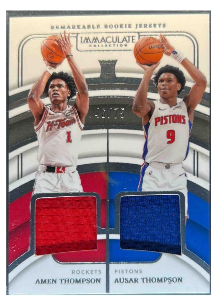2023-24 Panini Immaculate Collection Remarkable Rookie Jerseys Dual Ausar Thompson/Amen Thompson #5 card