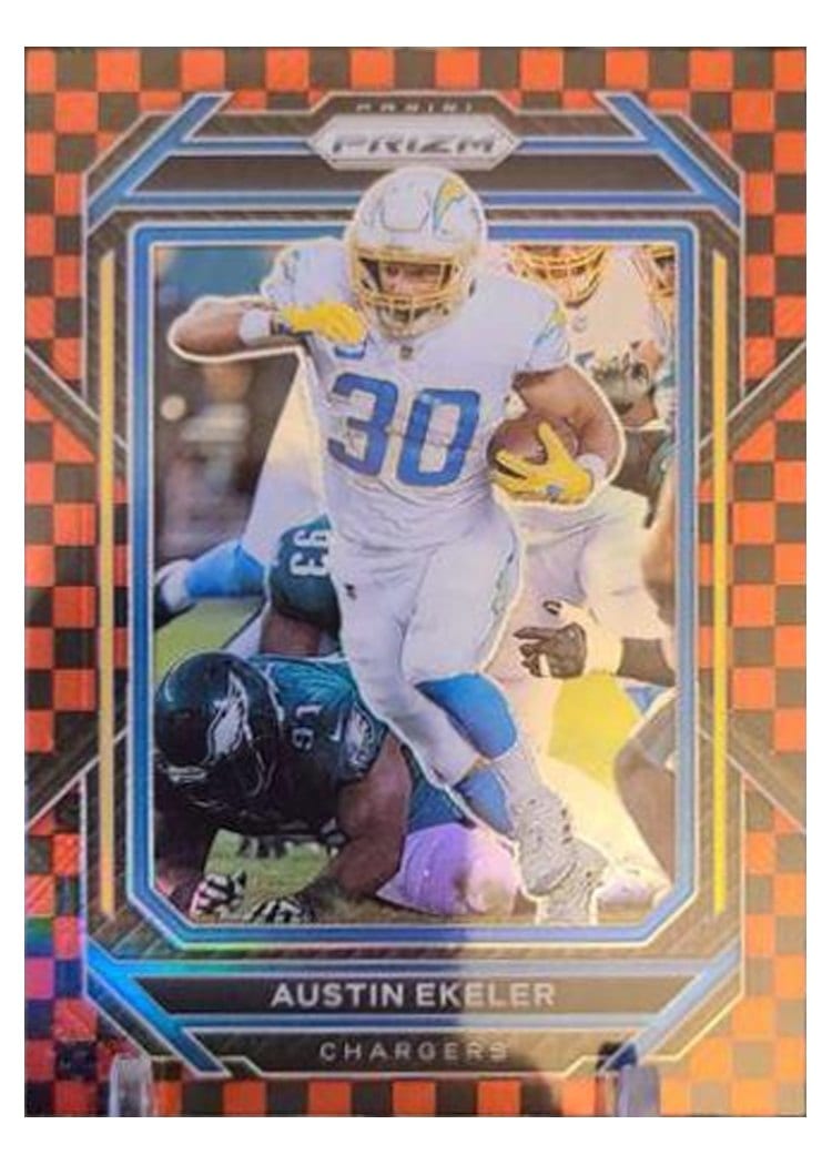 2022 Panini Prizm Base Set Austin Ekeler Black Red Checker #150 card