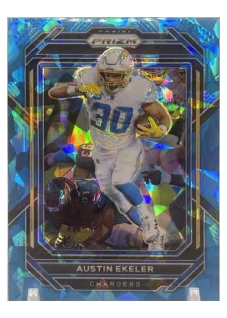 2022 Panini Prizm Base Set Austin Ekeler Blue Ice #150 card