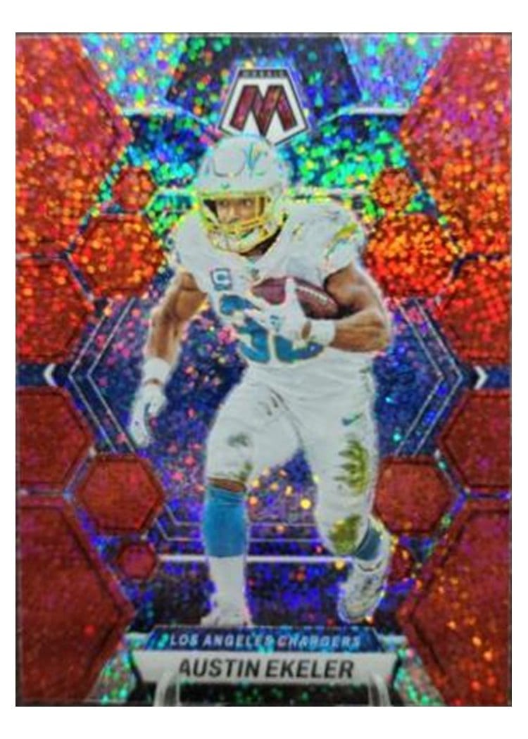 2023 Panini Mosaic Base Set Austin Ekeler Red Sparkle #128 card