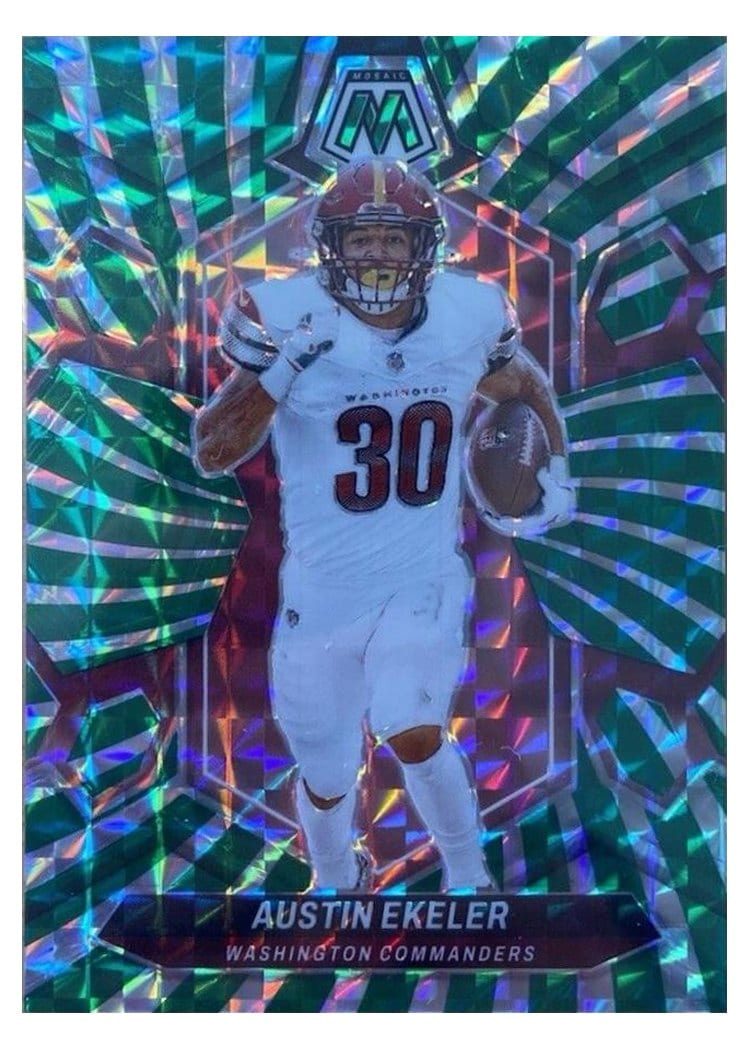 2024 Panini Mosaic Base Set Austin Ekeler Green Swirl #218 card