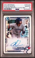 2021 Bowman Chrome Prospect Autographs Austin Martin #CPA-AM card