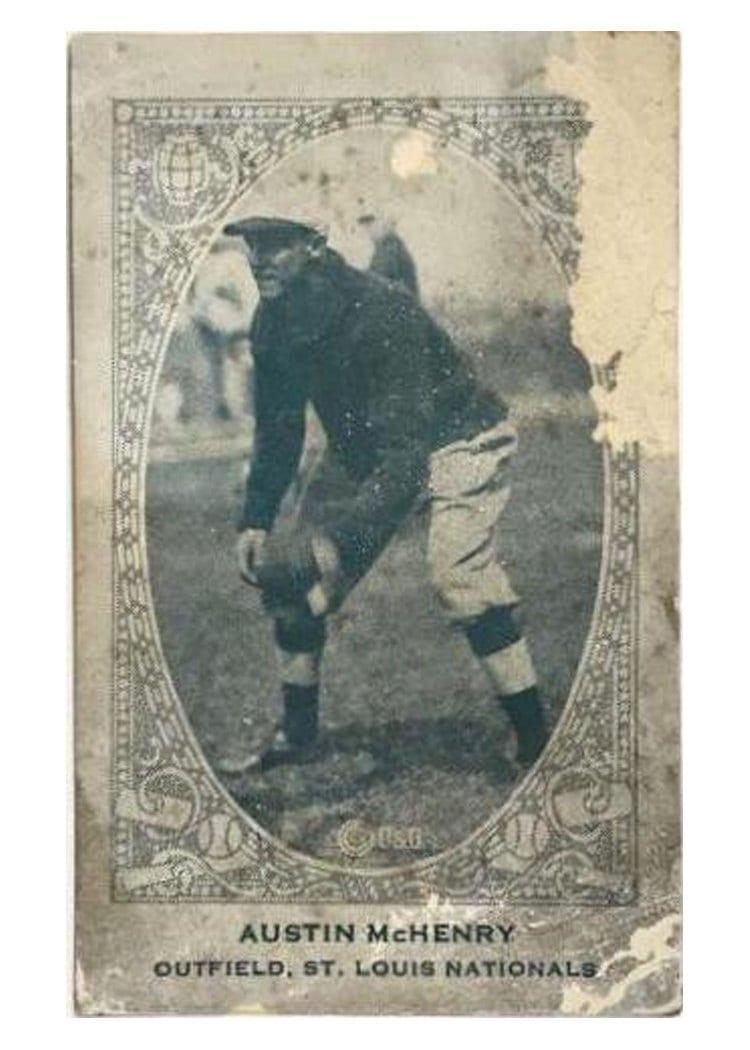 1922 E120 American Caramel Austin McHenry card