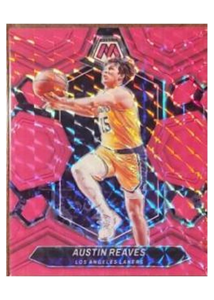 2023-24 Panini Mosaic Base Set Austin Reaves Pink Fluorescent #28 card
