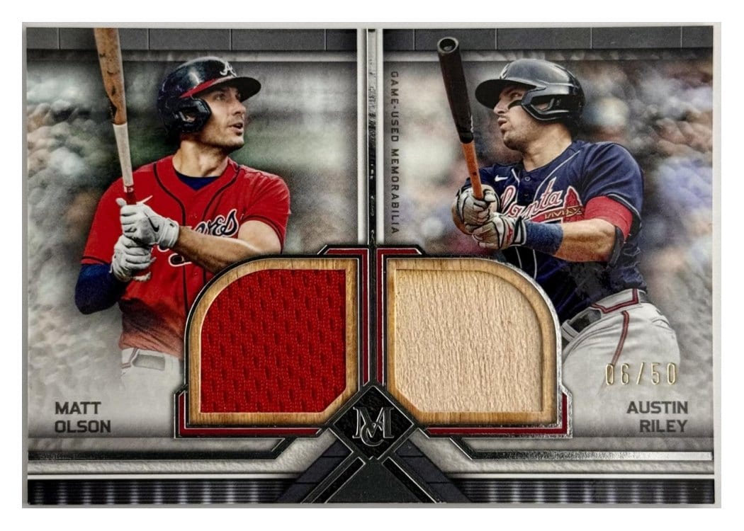 2023 Topps Museum Collection Dual Meaningful Material Patch Relics Austin Riley / Matt Olson #DMMR-OR card
