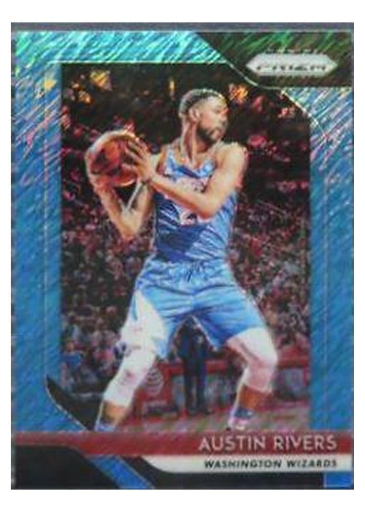 2018-19 Panini Prizm Base Set Austin Rivers Light Blue Shimmer Prizm #243 card