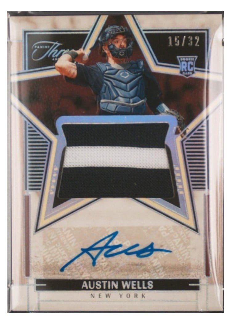 2024 Panini Three and Two Lone Star Signatures Swatches Austin Wells #9 card