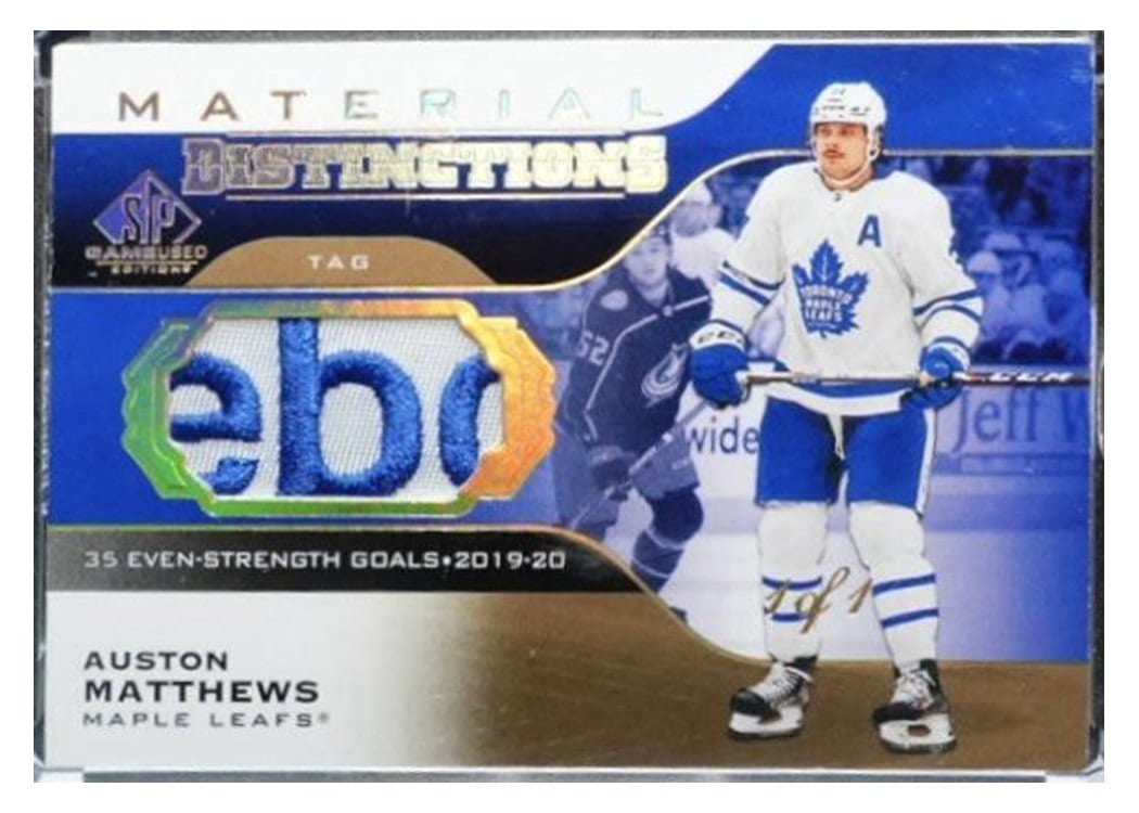 2020-21 SP Game Used Distinctions Materials Auston Matthews #DM-AM card