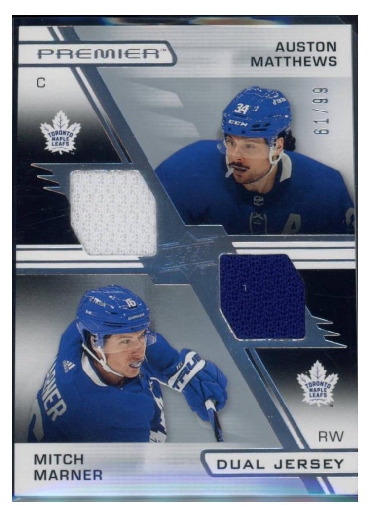 2020-21 Upper Deck Premier Premier Dual Jersey Auston Matthews/Mitch Marner #PD-MM card