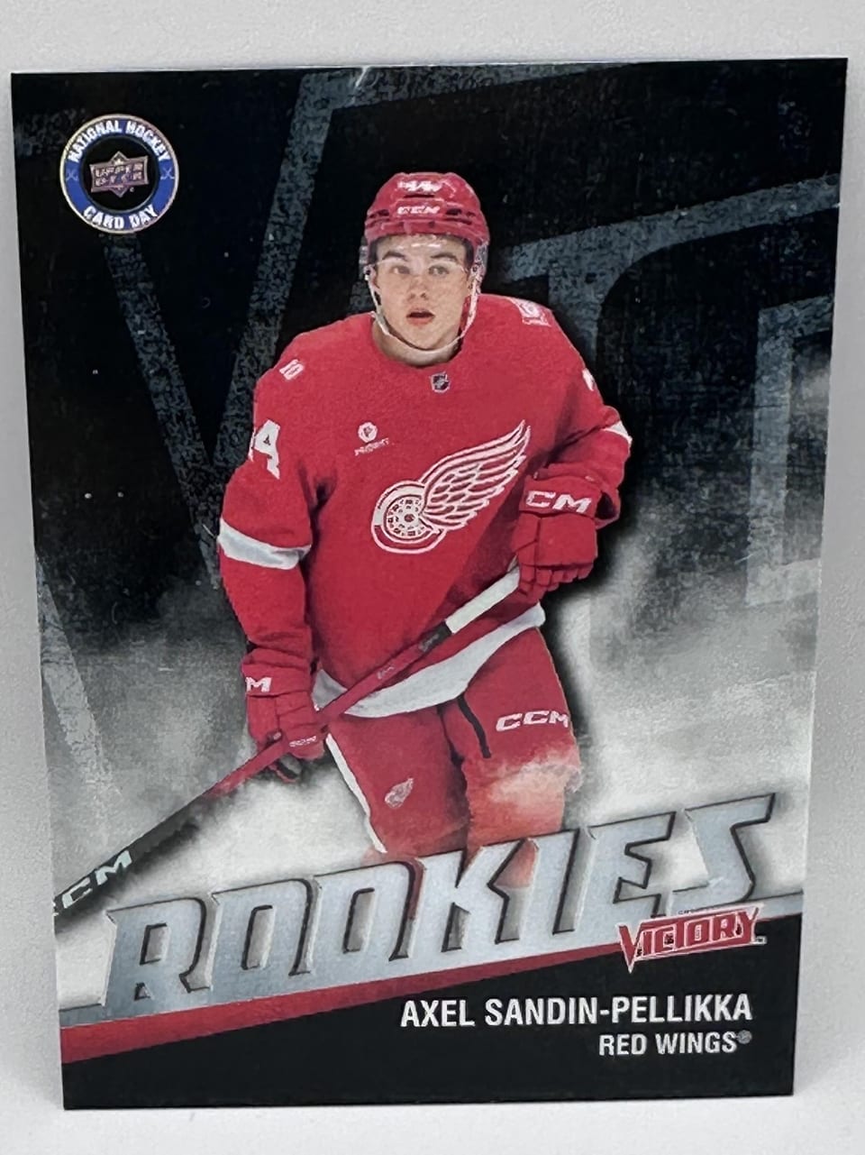 2026 Upper Deck National Hockey Card Day UD Victory Black Rookie Axel Sandin-Pellikka #V-15 card