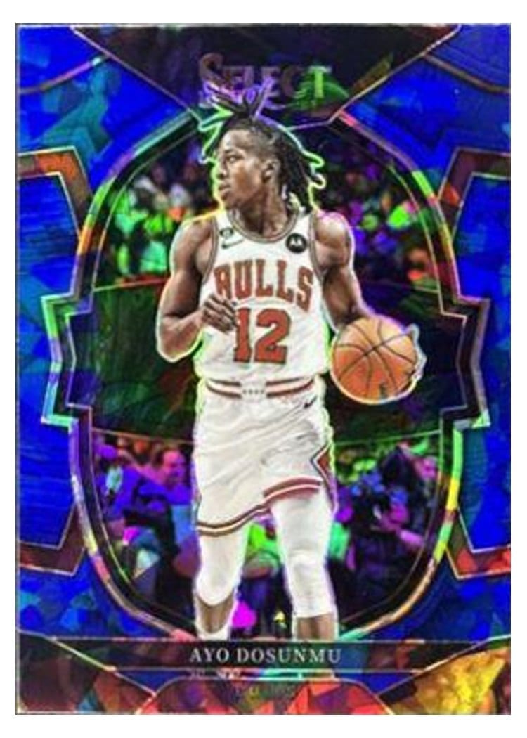 2022-23 Panini Select Base Set Ayo Dosunmu Blue Cracked Ice Prizm #121 card