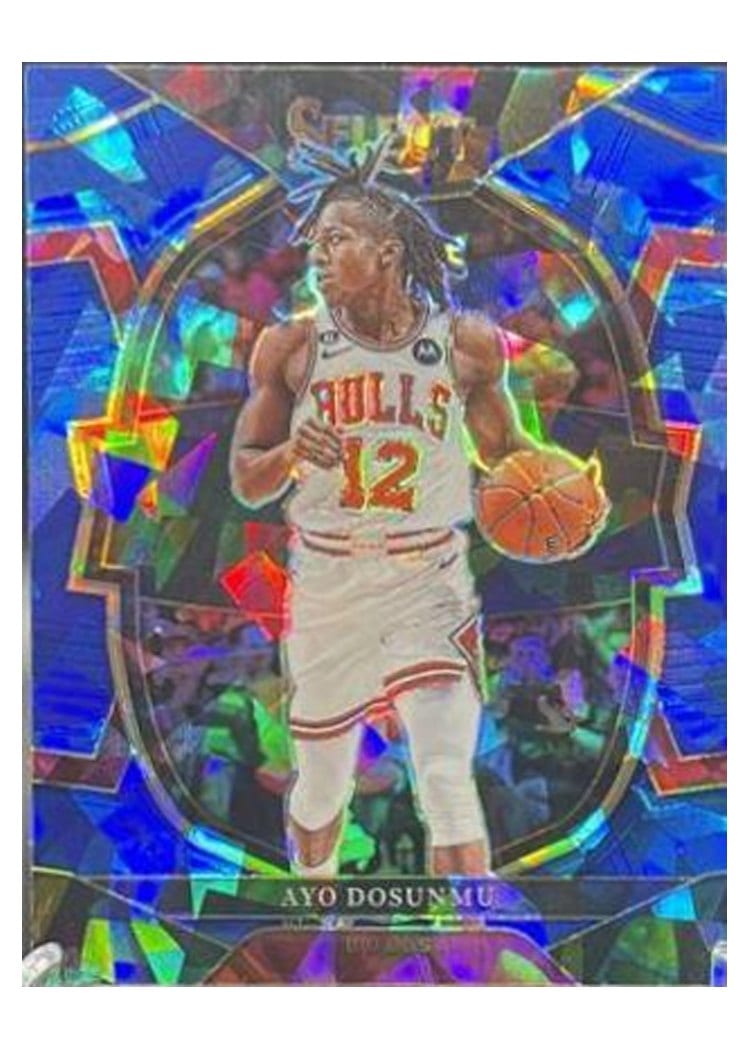 2022-23 Panini Select Base Set Ayo Dosunmu Blue Cracked Ice Prizm #21 card