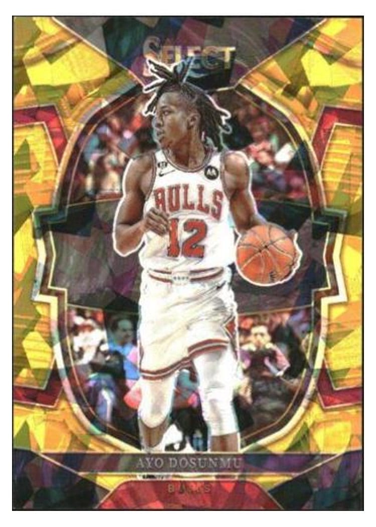 2022-23 Panini Select Base Set Ayo Dosunmu Gold Cracked Ice Prizm #21 card