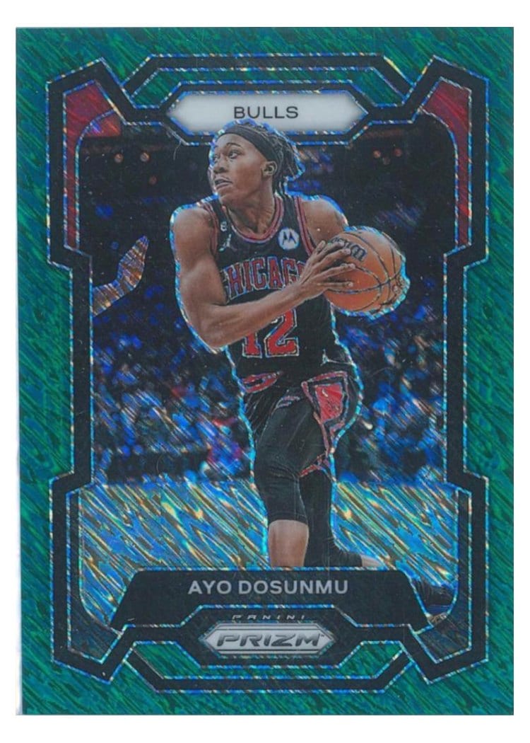 2023-24 Panini Prizm Base Set Ayo Dosunmu Green Shimmer #275 card