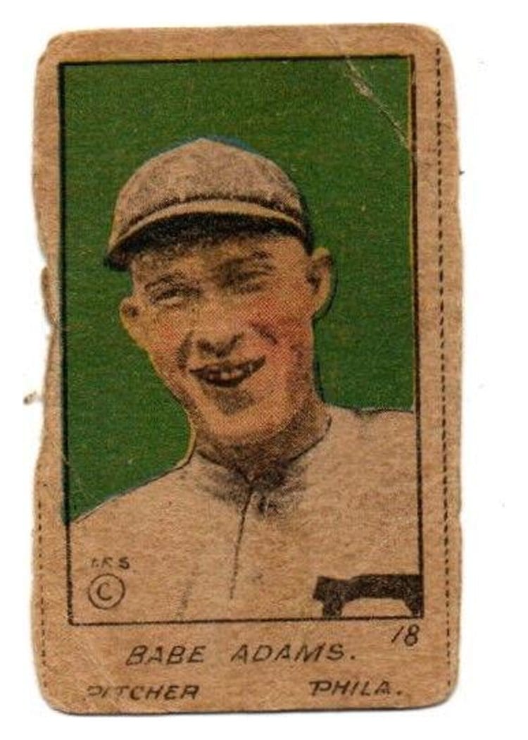 1920 W516 1 Babe Adams Hand Cut #18 card