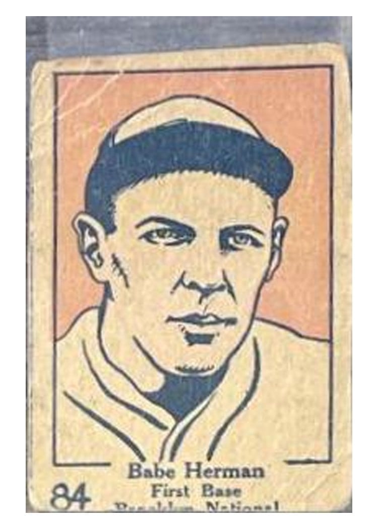 1928 W513 Hand Cut Babe Herman #84 card