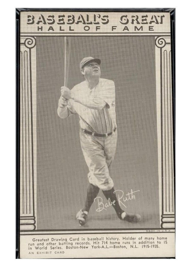 1948 Baseball's Great Hall of Fame Exhibits Babe Ruth card