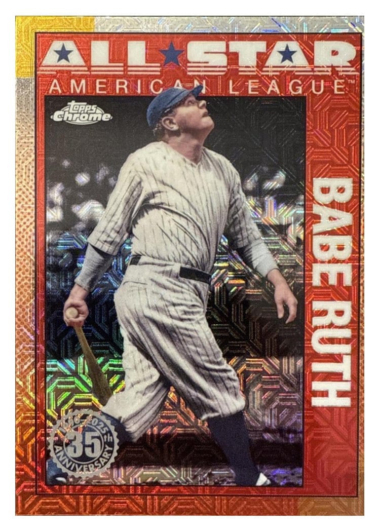 2025 Topps 1990 Topps Baseball All Stars Chrome Refractor Babe Ruth #90ASC-41 card