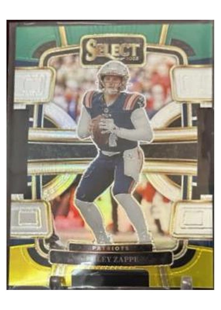 2023 Panini Select Base Set Bailey Zappe Green Yellow Prizm Die-Cut #67 card