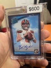 2018 Donruss Optic Baker Mayfield Autograph Purple Stars #153 card