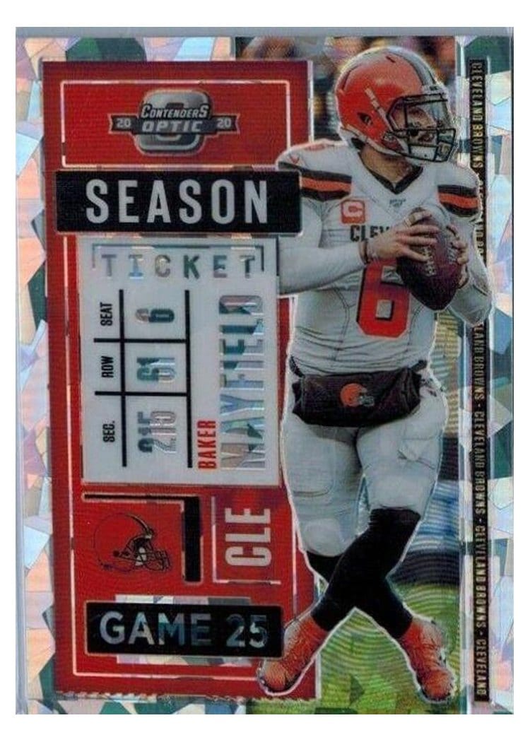 2020 Panini Contenders Optic Base Set Baker Mayfield Cracked Ice #14 card