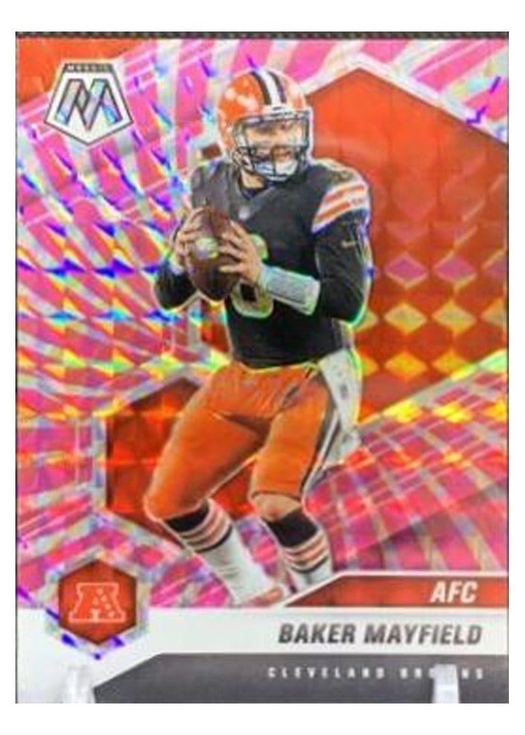 2021 Panini Mosaic Base Set Baker Mayfield Pink Swirl Mosaic #225 card