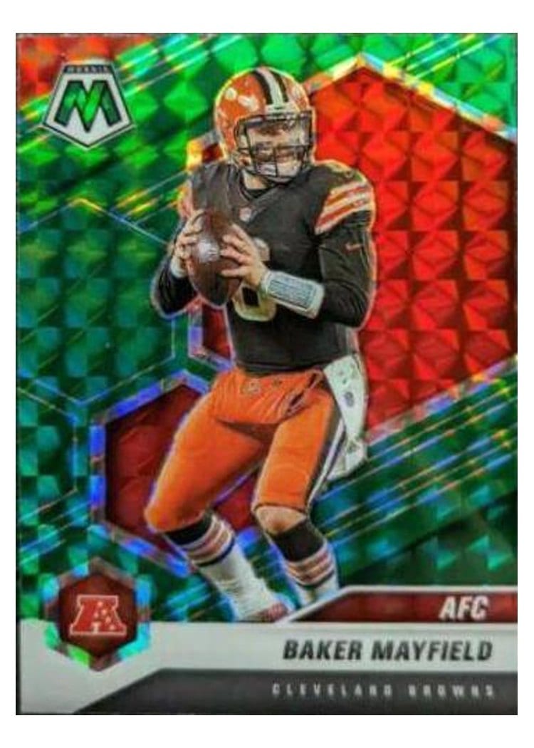 2021 Panini Mosaic Base Set Baker Mayfield Green Mosaic #225 card