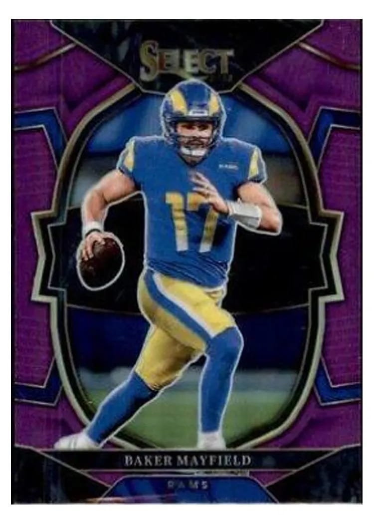 2022 Panini Select Base Set Baker Mayfield Purple #9 card