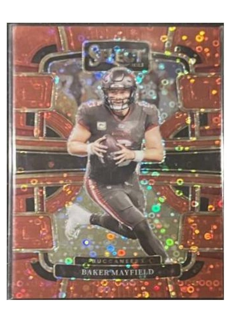 2023 Panini Select Base Set Baker Mayfield Disco Red Prizm #92 card