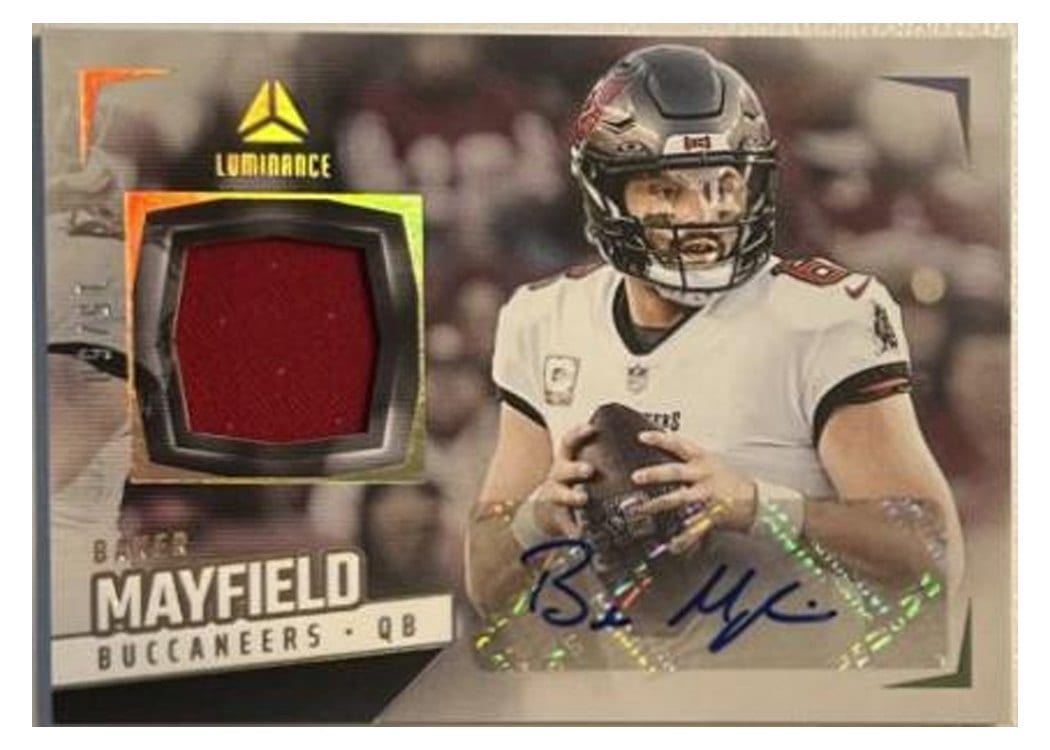 2024 Panini Luminance Autograph Jerseys Baker Mayfield #AJ-BMD card